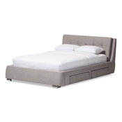 Baxton Studio Camile Modern and Contemporary Grey Fabric Upholstered 4-Drawer Queen Size Storage Platform Bed